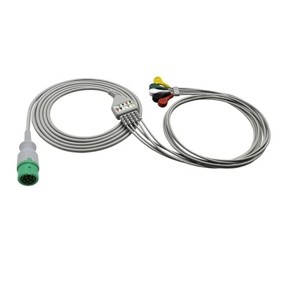 COMEN 12-stykowy kabel EKG/EKG z 5 odprowadzeniami, zaciski typu Snap & Grabber AHA/IEC